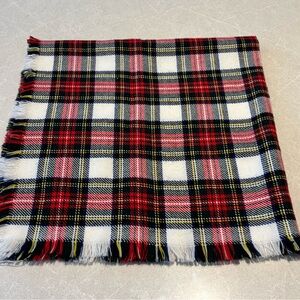 Sally Gee Vintage Made in Japan Acrylic Plaid Fringe Scarf 31x31
